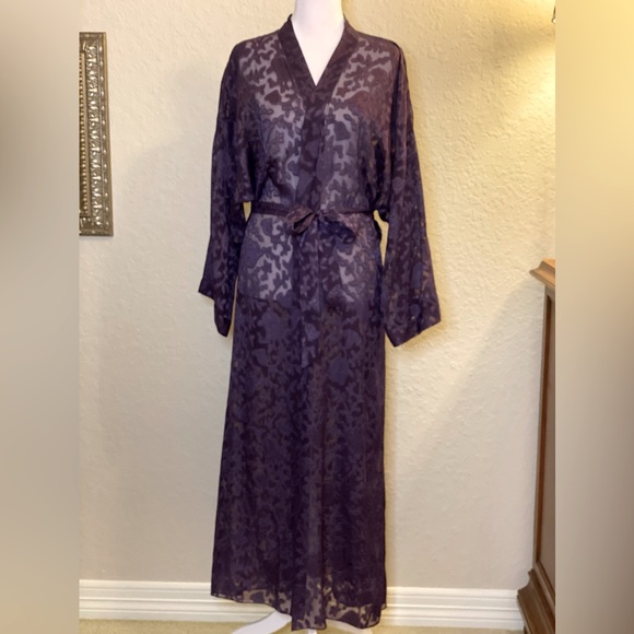 Women’s Sheer Robe by Fantasies by Morgan Taylor. Wrap Front with Kimono Sleeves - Picture 1 of 6